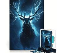 Puzzle Cerf Tonnerre pour Adultes 1000 Pièces Jeu de Défi Cérébral Esprit Calme Collection d'art aux Découpes Claires 50x75cm