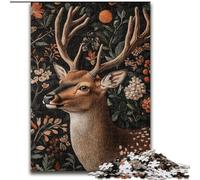 Puzzle Cerfs et Fleurs 1000 pièces pour Adultes et Adolescents, Anti-Stress, pour Passer Le Temps à la Maison, avec Affiche et fiche de Questions-réponses Assorties 26x38cm