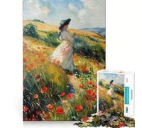 Puzzle Champ de Coquelicots 1000 Pièces pour Adolescents Jeu de logique et d'adresse Détente mentale Cadeau de Noël Découpe précise (50x75cm)