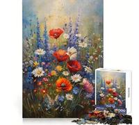 Puzzle Champ de Fleurs Sauvages 1000 Pièces pour Adultes Clarté d'esprit, Apaisement de l'esprit, Amusant, Bords Fins, Cadeau Parfait (38x52cm)