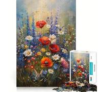 Puzzle Champ de Fleurs Sauvages pour Adolescents 1000 Pièces Jeu de Détection des Sensations par Découpe Laser pour Un Assemblage Parfait Exercice Mental Calme à la Maison (38x26cm)