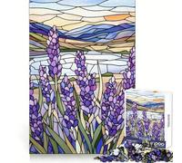 Puzzle Champ de Lavande en vitrail pour Adultes, 1000 pièces, Esprit analytique, Loisirs, évasion, Assemblage serré, Cadeau de Saison (38x26cm)