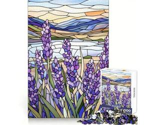 Puzzle Champ de Lavande en vitrail pour Adultes, 1000 pièces, Esprit analytique, Loisirs, évasion, Assemblage serré, Cadeau de Saison (38x26cm)