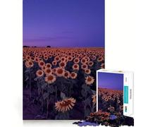 Puzzle Champ de tournesols la Nuit pour Adultes, 1000 pièces, Jeu de réflexion, Divertissement à Plusieurs, découpe de précision, Cadeau Unique 38x26cm