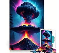 Puzzle Champignon Éruption Volcanique pour Adultes 1000 Pièces Jeu de Mémoire Découpe Laser pour Un Assemblage Parfait Cadeau Unique Anti-Stress (50x75cm)