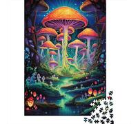 Puzzle Champignons psychédéliques dans la forêt 1 Puzzle rectangulaire en Carton 100% recyclé de qualité supérieure pour garçon ou Fille, Cadeaux de Noël 1000 pièces (38 x 26 cm)