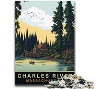Puzzle Charles River MA 1000 pièces pour Adultes et Adolescents, Jeu Stimulant et Jeu en Famille, Cadeau d'anniversaire, Cadeaux, décoration Murale 1000 pièces (50x75cm)