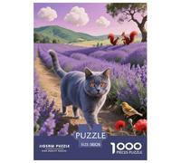 Puzzle Chartreux 1000 Pièces pour Adultes Et Enfants, Jeu Ludique Et Instructif, Casse-tête Chat Mer Fleurs Squirrel, Décoration Intérieure, Idée Cadeau 38x26cm/1000pcs