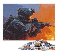 Puzzle Chasseur de Guerre pour Adultes 500 Pièces Puzzles en Bois Jeux Éducatifs Maison Jouets DIY 500pcs (52x38cm)