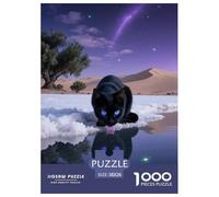 Puzzle Chat 1000 Pièces en Carton pour Adultes Jeu D’activité Intérieure Puzzle Chat Noir Lac Sel Cadeau Original Décoration Intérieure 38x26cm/1000pcs