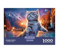 Puzzle Chat 1000 Pièces, Papier de Supérieure, Puzzle Animal Mignon Qui Développe la Concentration et Jouet Éducatif pour Adultes et Adolescents, et Jeu de Soirée 52x38cm/1000Pièces