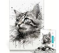 Puzzle Chat à Peindre 1000 Pièces pour Adultes Jouet Cognitif et Lien Social Motif à Assembler Cadeau de Noël (38x52cm)