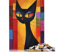 Puzzle Chat Abstrait coloré, défi Difficile, Puzzle en Carton 100% recyclé pour Enfants et Adultes, Cadeaux d'halloween, 1000 pièces (38 x 26 cm)