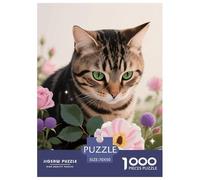 Puzzle Chat American Shorthair Tabby 1000 Pièces pour Adultes Et Enfants, Jeu-éducatif, Casse-tête Buisson de Roses, Décoration Intérieure, Cadeau Famille 70x50cm/1000pcs