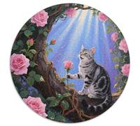 Puzzle Chat American Shorthair Tabby 1000 Pièces pour Adultes Et Enfants, Jeu ÉduChatif, Casse-tête Vigne de Rose, DéCoration, Idée Cadeau 1000pcs (67.5x67.5cm)