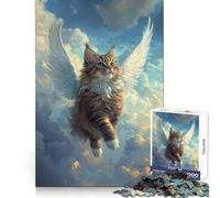 Puzzle Chat Angélique 1000 Pièces pour Adolescents Stimulation de la Réflexion et Attente à la Conscience Bords Soignés Idée Cadeau de Noël (50x75cm)