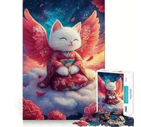 Puzzle Chat Angélique en Kimono 1000 Pièces Jeu de Construction Assemblage Parfait Activité Récompensatrice pour Les Jours de Pluie (38x26cm)