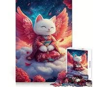 Puzzle Chat Angélique en Kimono pour Adolescents 1000 Pièces Exercice Mental Distraction Douce Découpe Précise Cadeau de Noël (50x75cm)