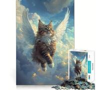 Puzzle Chat Angélique pour Adultes 1000 Pièces Jeu de Mémoire Découpe Laser pour Un Assemblage Parfait Cadeau Unique Anti-Stress (50x75cm)