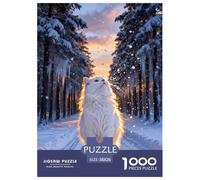 Puzzle Chat Angora Turc 1000 Pièces pour Adultes Et Enfants, Jeu D'Intelligence, Casse-tête Forêt Enneigée, Home Decor, Cadeau Anniversaire 38x26cm/1000pcs