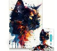 Puzzle Chat Aquarelle Splash pour Adultes 1000 Pièces Jouet Intelligent et Apaisant Découpe Précise Pièce de Collection 38x26cm
