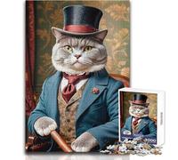 Puzzle Chat Aristocrate 1000 pièces pour Adolescents - Jeu d'éveil ludique - Cadeau Unique pour Les fêtes - Dimensions:38x26cm