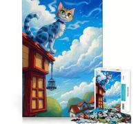 Puzzle Chat Assis 1000 Pièces pour Adolescents Jeu de Réflexion Amusant à Partager Bordure Précise Cadeau de Noël 38x26cm