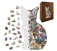 Puzzle Chat - avec Jouets en Bois Amusants | Puzzle Détaillé en Forme De Chat - pour Garçons Filles Amis des Animaux École Maison Anniversaire Noël Éducation