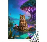 Puzzle Chat Bengal 1000 Pièces pour Adultes Et Enfants, Défi Stimulant Et Anti-Stress, Puzzles Île Fantastique, Décoration Intérieure, Cadeau Famille 52x38cm/1000pcs