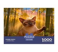 Puzzle Chat Birman Européen 1000 Pièces pour Adultes Et Enfants, Antistress, Développe La Concentration, Casse-tête Bambou Forêt, Home Decor, Cadeau Adulte 52x38cm/1000pcs