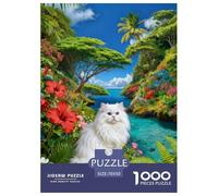Puzzle Chat Blanc 1000 Pièces pour Adultes Et Enfants, Jeu D'Intelligence, Puzzles Plantes Denses, DéCoration, Cadeau Anniversaire 70x50cm/1000pcs