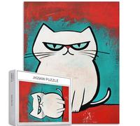 Puzzle chat blanc en colère de 1 000 pièces pour adultes - Puzzle Picasso Art abstrait - Jeux d'activités familiales - Puzzle coloré pour décoration d'intérieur - Cadeaux de 50,8 x 68,6 cm