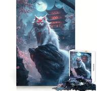 Puzzle Chat Blanc Mystique pour Adolescents 1000 Pièces Jeu de Logique Solide Amusant à Partager Bords Transparents Joli Cadeau (50x75cm)