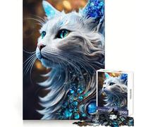 Puzzle Chat Blanc Mystique pour Adolescents 1000 Pièces Jeu de Réflexion Loisirs Amusant Découpe Premium Cadeau Bienveillant (38x26cm)