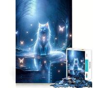 Puzzle Chat Blanc Mystique pour Adultes 1000 Pièces Jeu de Logique Solide et Apaisant Bords Transparents Cadeau Artistique (50x75cm)