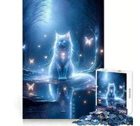Puzzle Chat Blanc Mystique pour Adultes 1000 Pièces Jeu de Logique Solide et Apaisant Bords Transparents Cadeau Artistique (50x75cm)