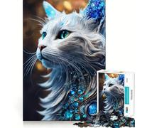 Puzzle Chat Blanc Mystique pour Adultes 1000 Pièces Jeu de Réflexion et de Détente Design Élégant Cadeau Exquis (38x52cm)
