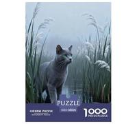 Puzzle Chat Bleu Russe 1000 Pièces pour Adultes Et Enfants, Défiant Et Stimulant, Puzzles Marais Brumeux, DéCoration, Cadeau Famille 38x26cm/1000pcs