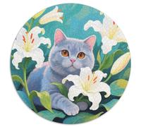 Puzzle Chat Britannique à Poil Court 1000 Pièces pour Adultes Et Enfants, Jeu ÉduChatif, Casse-tête Fleurs de Lis, DéCoration, Idée Cadeau 1000pcs (67.5x67.5cm)