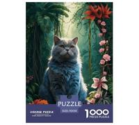 Puzzle Chat British Shorthair 1000 Pièces pour Adultes Et Enfants, Jeu en Famille, Jeu Éducatif, Puzzle Fleurs de la Jungle, DéCoration, Cadeau Enfant 70x50cm/1000pcs