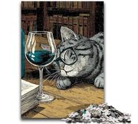 Puzzle Chat Buveur 1000 pièces pour Ados et Adultes, Jeu Familial Anti-Stress, défi Difficile, Collection d'artistes, Beaux-Arts (50x75cm)
