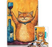 Puzzle Chat Buveur pour Adolescents 1000 Pièces, Jeu Familial Anti-Stress Défi Difficile Cadeaux Secrets du Père Noël 50x75cm