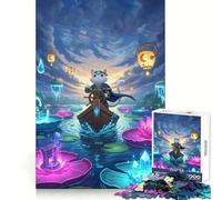 Puzzle Chat Capitaine Lac Nénuphar pour Adolescents 1000 pièces Développe la mémoire et favorise l'évasion mentale Découpe précise Cadeau mémorable (38x26cm)