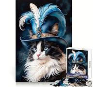 Puzzle Chat chapeauté à Plumes 1000 pièces pour Adolescents, Stimulant la logique et Le Stress, Assemblage sans Couture, idéal comme Cadeau de Noël (50x75cm)