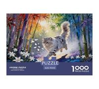 Puzzle Chat Chartreux 1000 Pièces pour Adultes Et Enfants, Jeu De Famille, Casse-tête Bambou Coloré Forêt, Décoration Intérieure, Cadeau Adulte 70x50cm/1000pcs