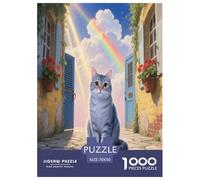 Puzzle Chat Chartreux 1000 Pièces pour Adultes Et Enfants, Jeu Ludique Et Instructif, Puzzle Chat Ville, Home Decor, Idée Cadeau 70x50cm/1000pcs