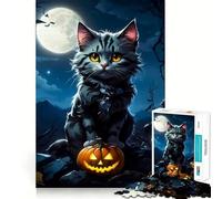 Puzzle Chat Citrouille pour Adultes 1000 Pièces Jeu de Réflexion Détente et Image à Assembler Cadeau Parfait (38x26cm)