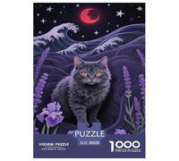 Puzzle Chat Cornish Rex 1000 Pieces pour Adultes,Motif d'ondes océaniques Un Jeu De Dexérité Très Difficile Puzzle Éducatif Et Stimulant l'art De La Décoration Moderne 38x26cm/1000pcs
