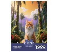 Puzzle Chat de forêt norvégien 1000 Pièces pour Adultes Et Enfants, Jeu Ludique Et Instructif, Puzzle Chat Jungle, Home Decor, Idée Cadeau 38x26cm/1000pcs