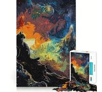 Puzzle Chat de l'espace 1000 Pièces pour Adultes Jeu Intellectuel Calme et Détente Découpe Précise Cadeau de Noël (38x26cm)
